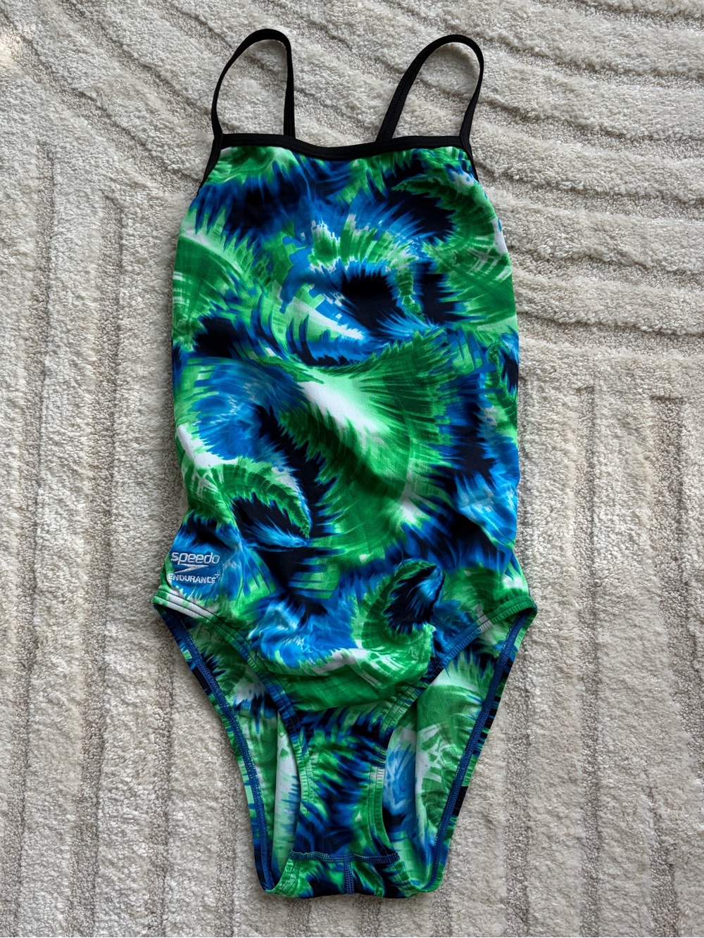 Speedo Green and Blue Tie-Dye One-Piece Swimsuit